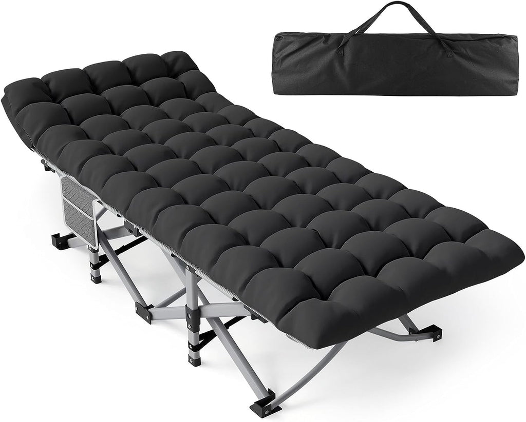 Camping Cot with Thick Mattress Heavy Duty 500LBS 1200D Double Layer Oxford K209044