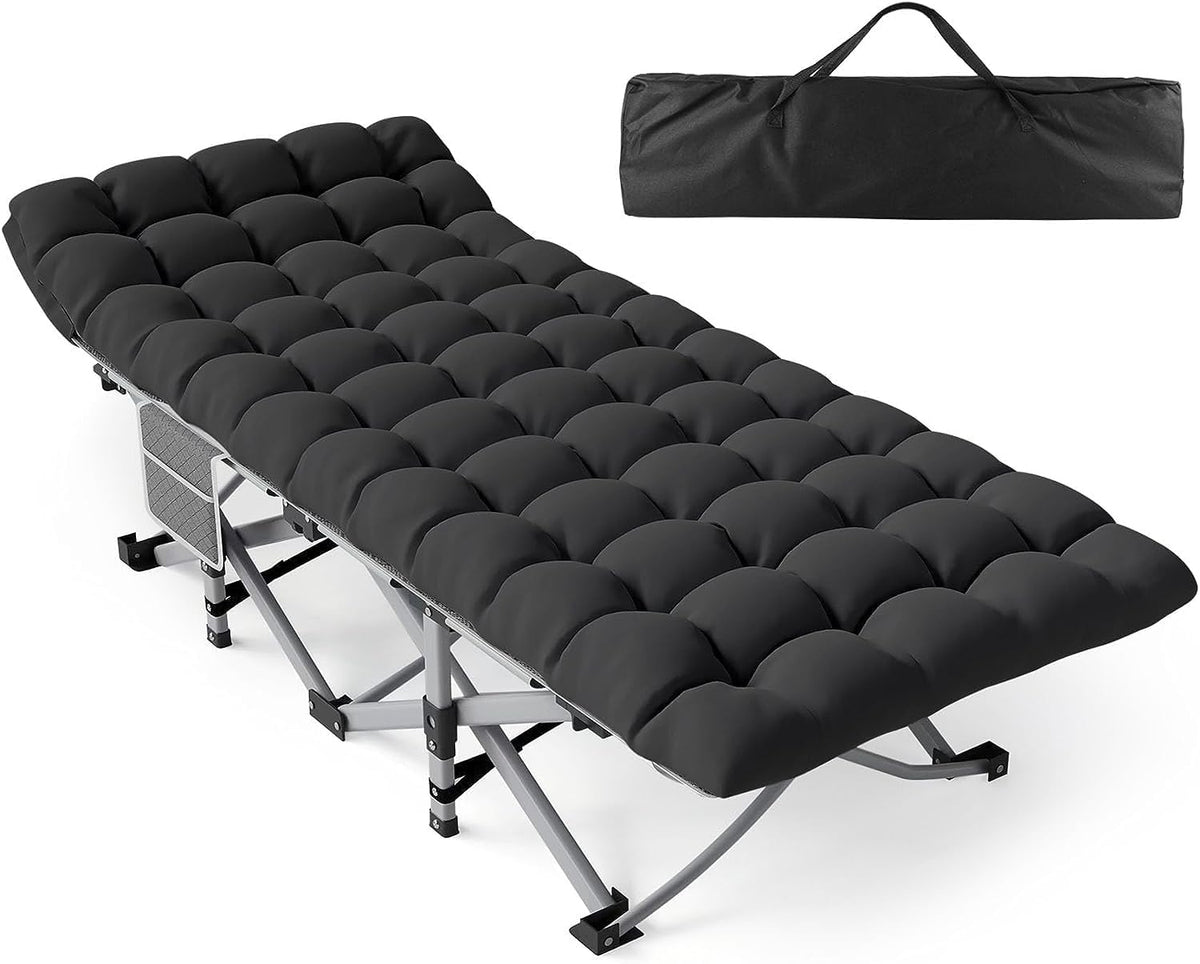Camping Cot with Thick Mattress Heavy Duty 500LBS 1200D Double Layer Oxford K209044