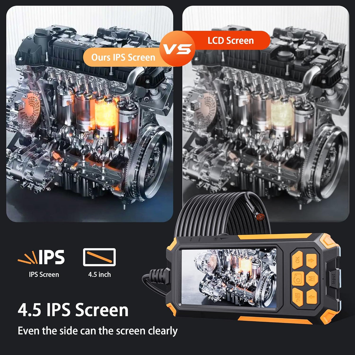 7.9mm 1080P Dual Lens Borescope Endoscope Camera with 4.5 IPS Screen G44660
