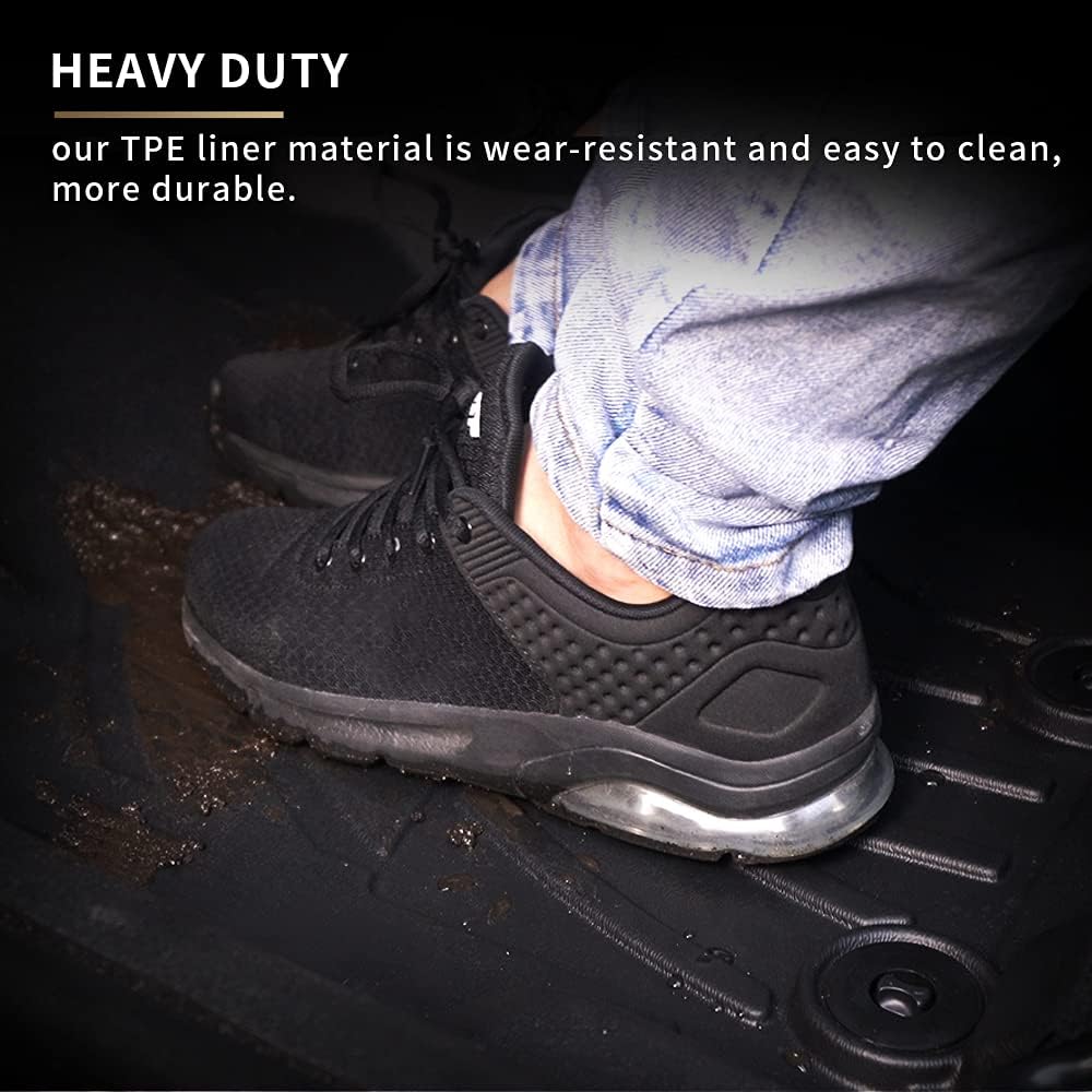 Heavy Duty TPE All Weather Car Floor Mats Full Set Black L50938