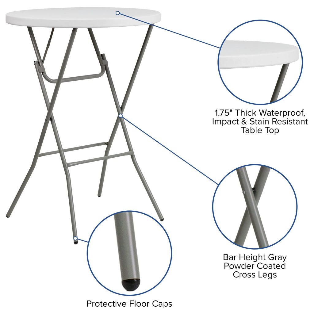 2.6-Foot Round Granite White Plastic Folding Table K611