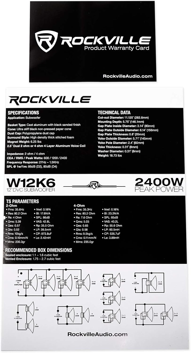 12" 4800w Subwoofers with Vented Box and Mono Amplifier B619617
