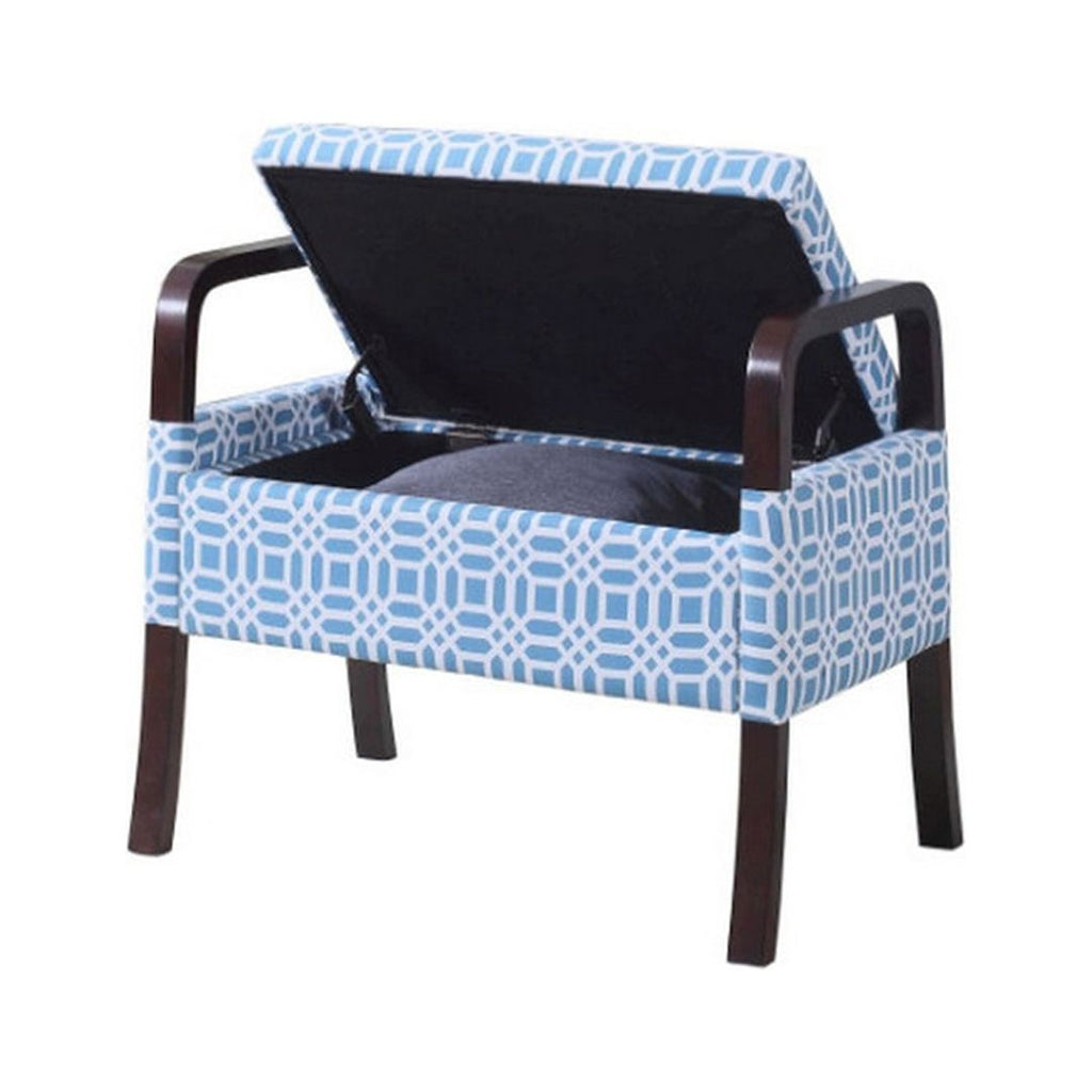 Monochrome Print Wooden Vanity Storage Seat R8182