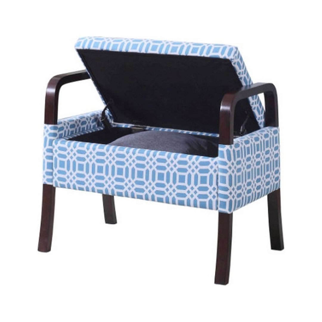 Monochrome Print Wooden Vanity Storage Seat R8182
