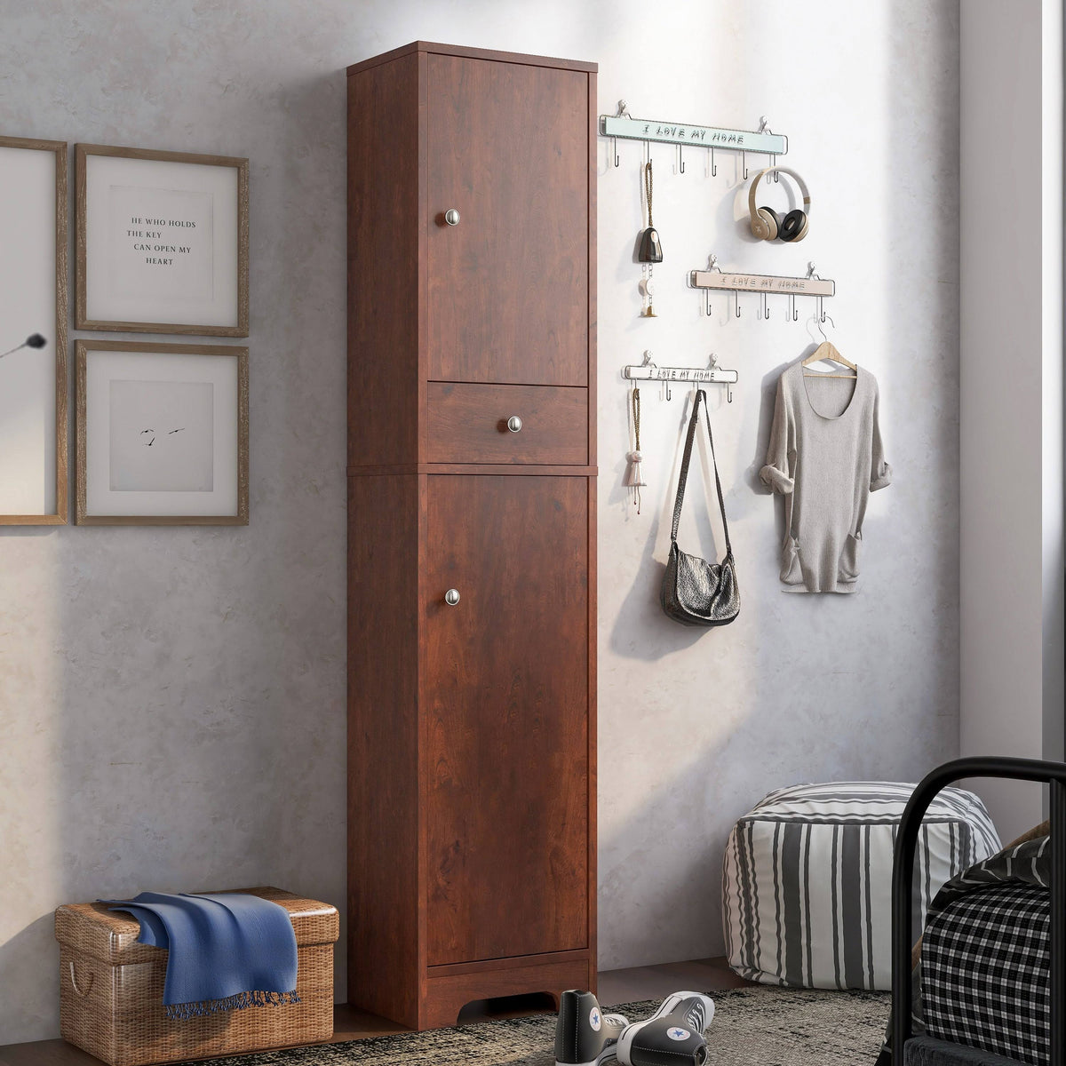 White Oak Compact Farmhouse Armoire D5310