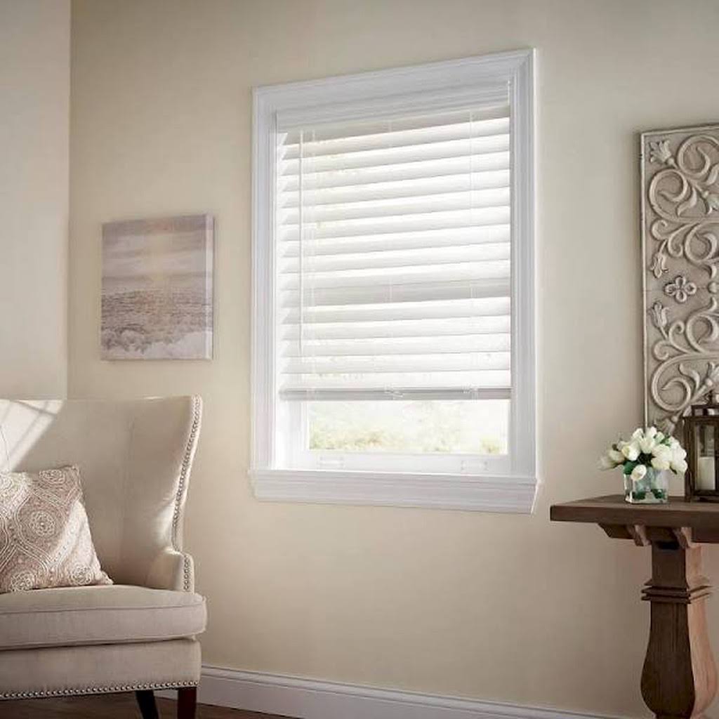 White Cordless Premium Faux Wood Blind A2368