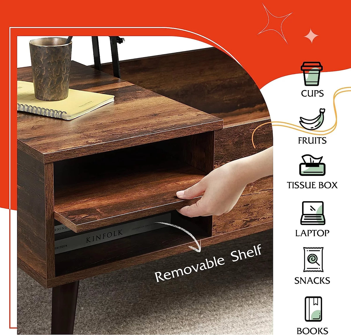 Lift Top Coffee Table with Storage D262