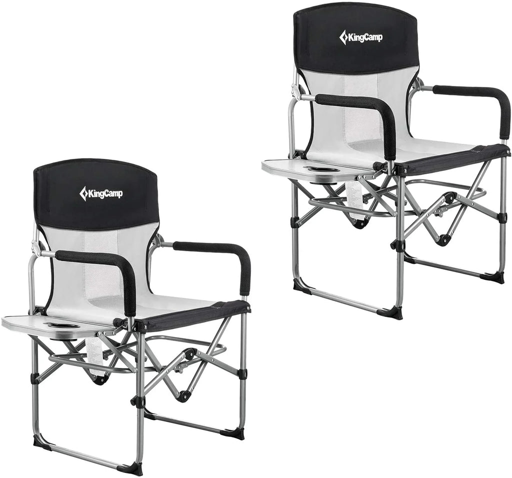 2 Pack Heavy Duty Folding Mesh Camping Chair with Side Table U410422