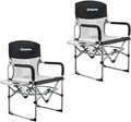2 Pack Heavy Duty Folding Mesh Camping Chair with Side Table U410422
