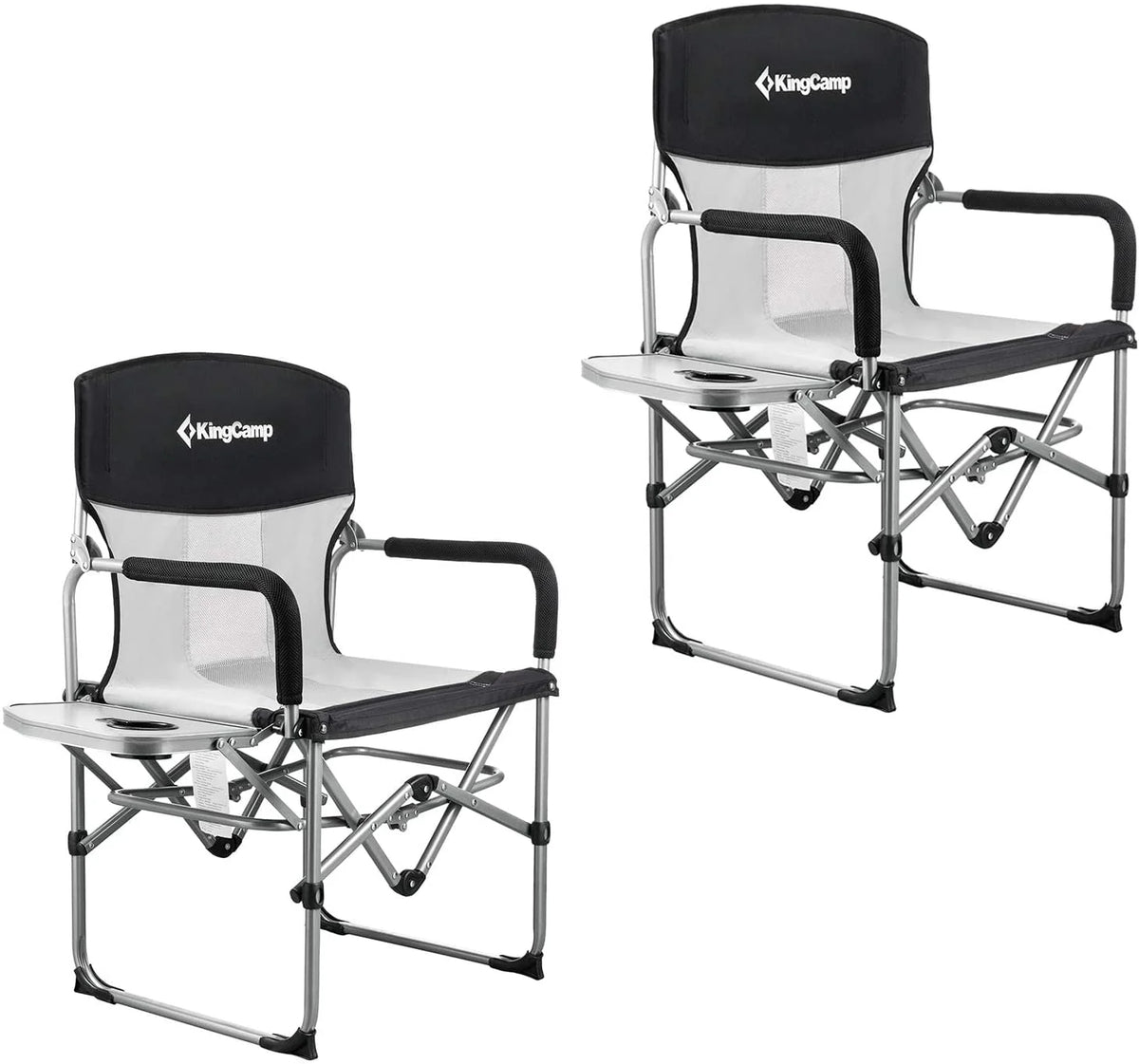 2 Pack Heavy Duty Folding Mesh Camping Chair with Side Table U410422