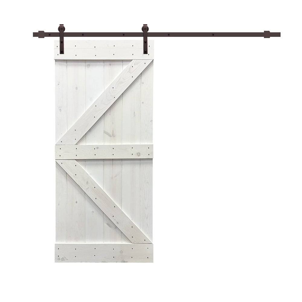 Red Walnut Stained Pine Wood Interior Sliding Barn Door with Hardware Kit B8856