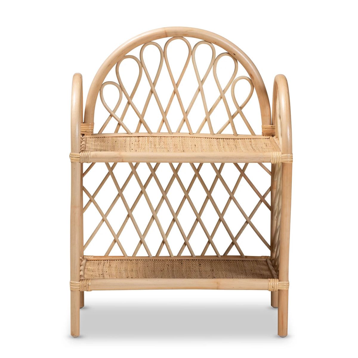 Natural Brown Rattan 2-Tier Display Shelf G534699