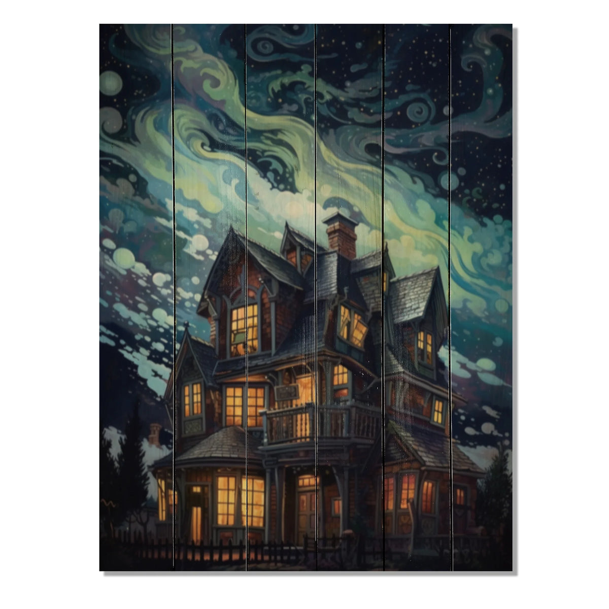 Castles Print on Natural Pine Wood R37413