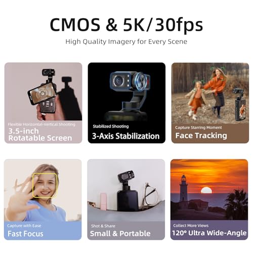 5K Handheld Camera with 3-Axis Gimbal Stabilizer R453