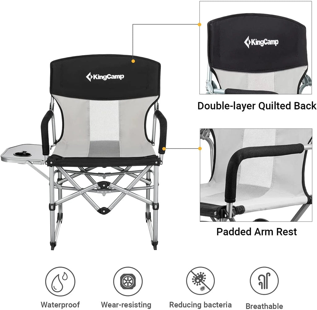 2 Pack Heavy Duty Folding Mesh Camping Chair with Side Table U410422