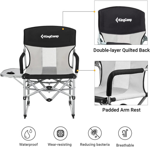 2 Pack Heavy Duty Folding Mesh Camping Chair with Side Table U410422
