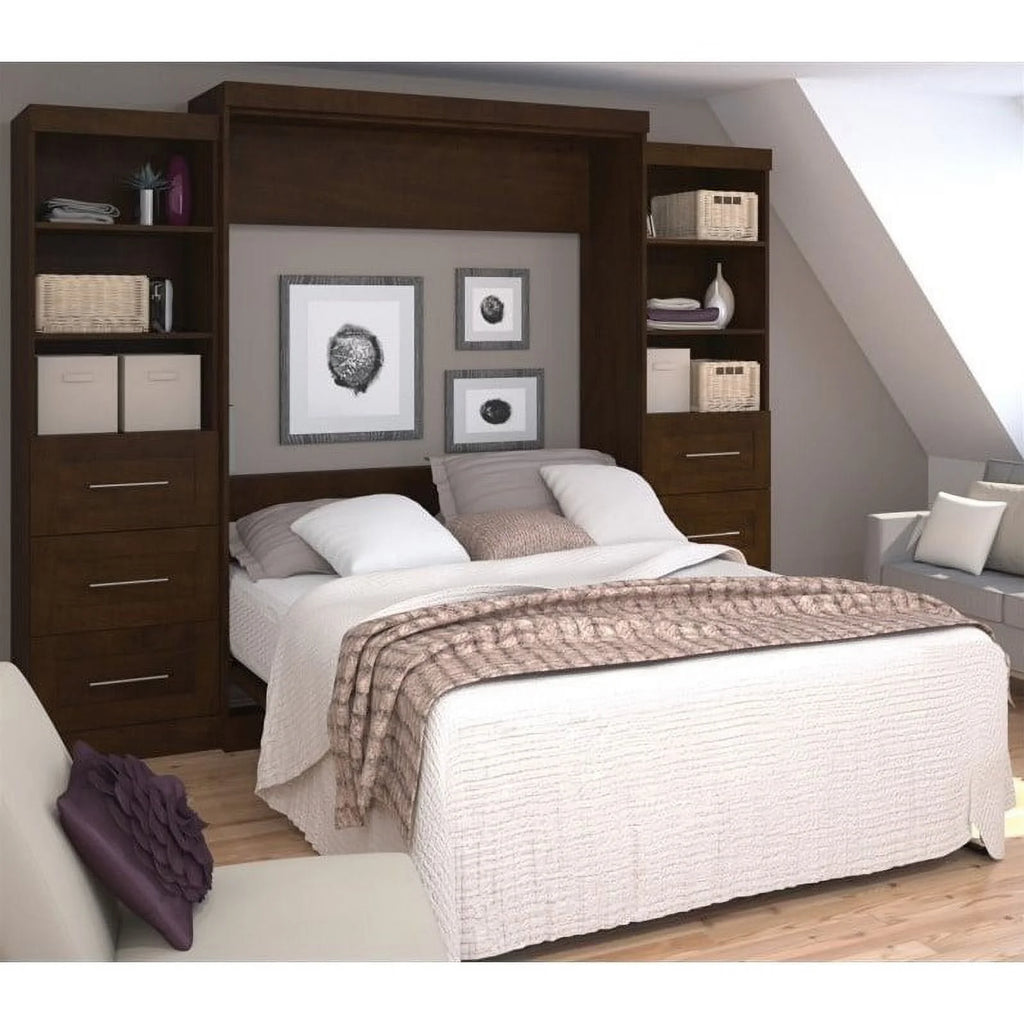 Queen Wall Bed with Storage and 3 Drawer Set O863252