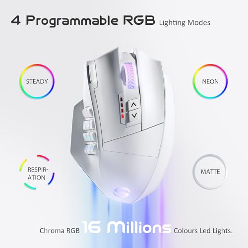 Wireless MMO Gaming Mouse, 16,000 DPI Optical Sensor, 16 Programmable Buttons M6127