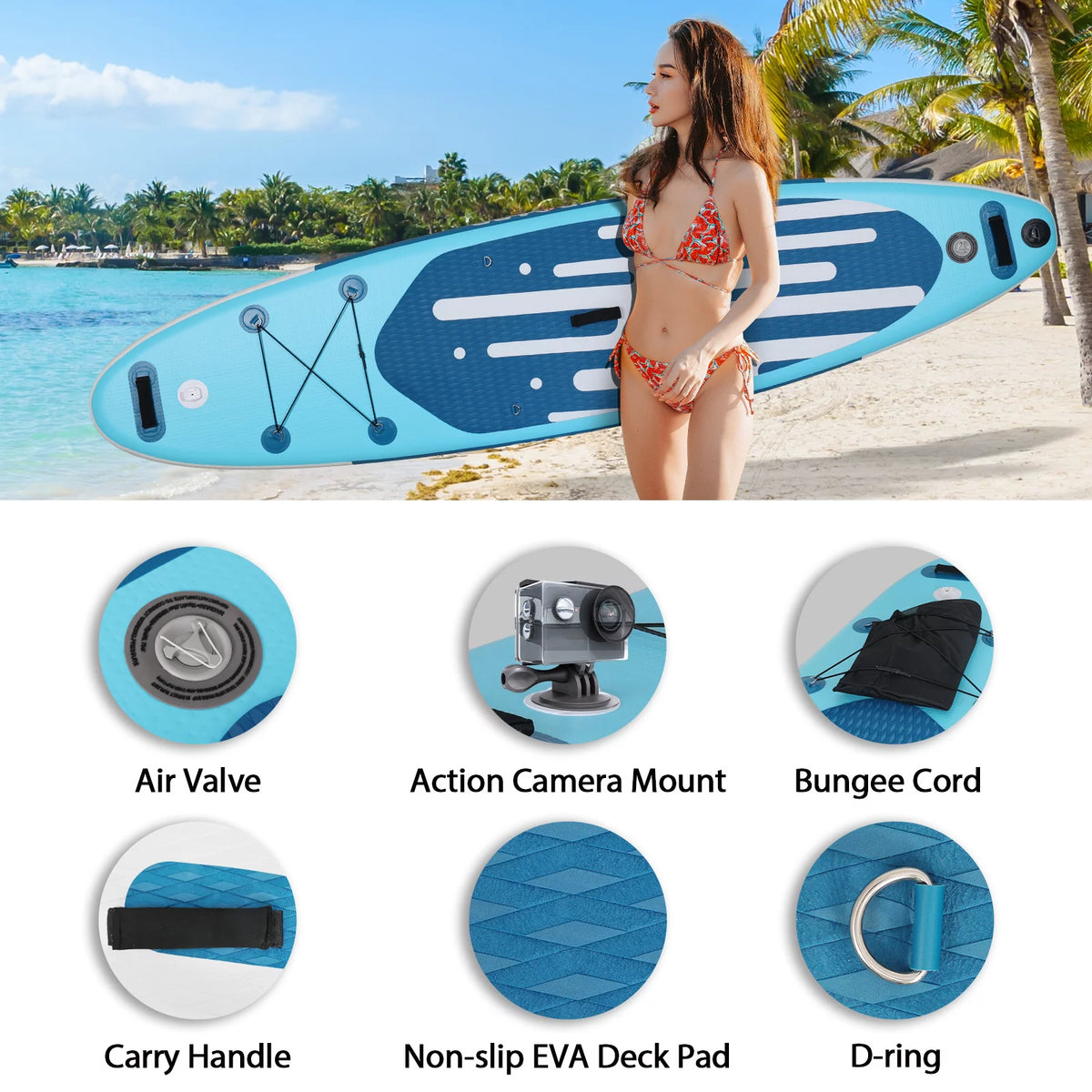 11 Ft Inflatable Stand Up Paddle Board and Sit-on Kayak Set L50076