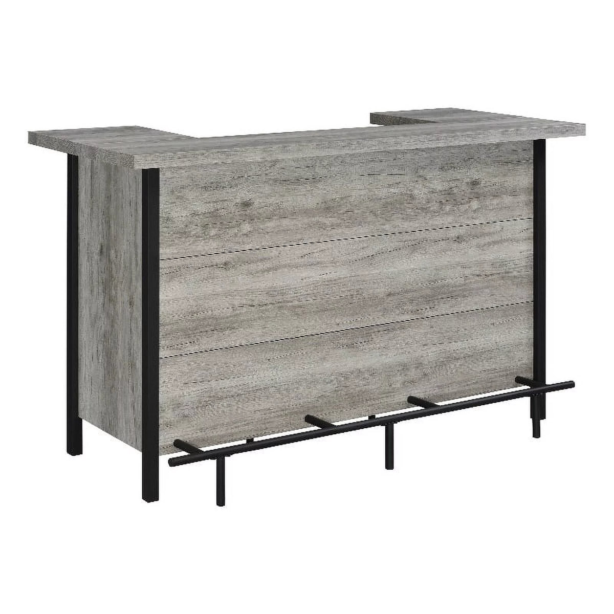 70.75"W Modern Wood Bar Unit in Gray Driftwood/Black P4657