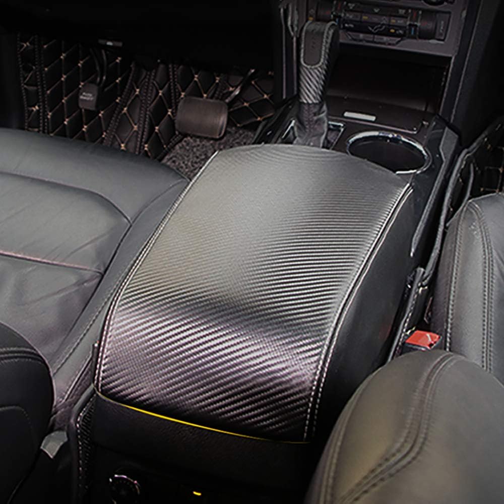 Black Leather Center Console Armrest Cover Q8542