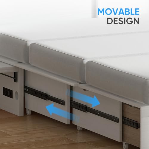 Queen Murphy Bed with 2 Storage Drawers and USB Charging Station R883295