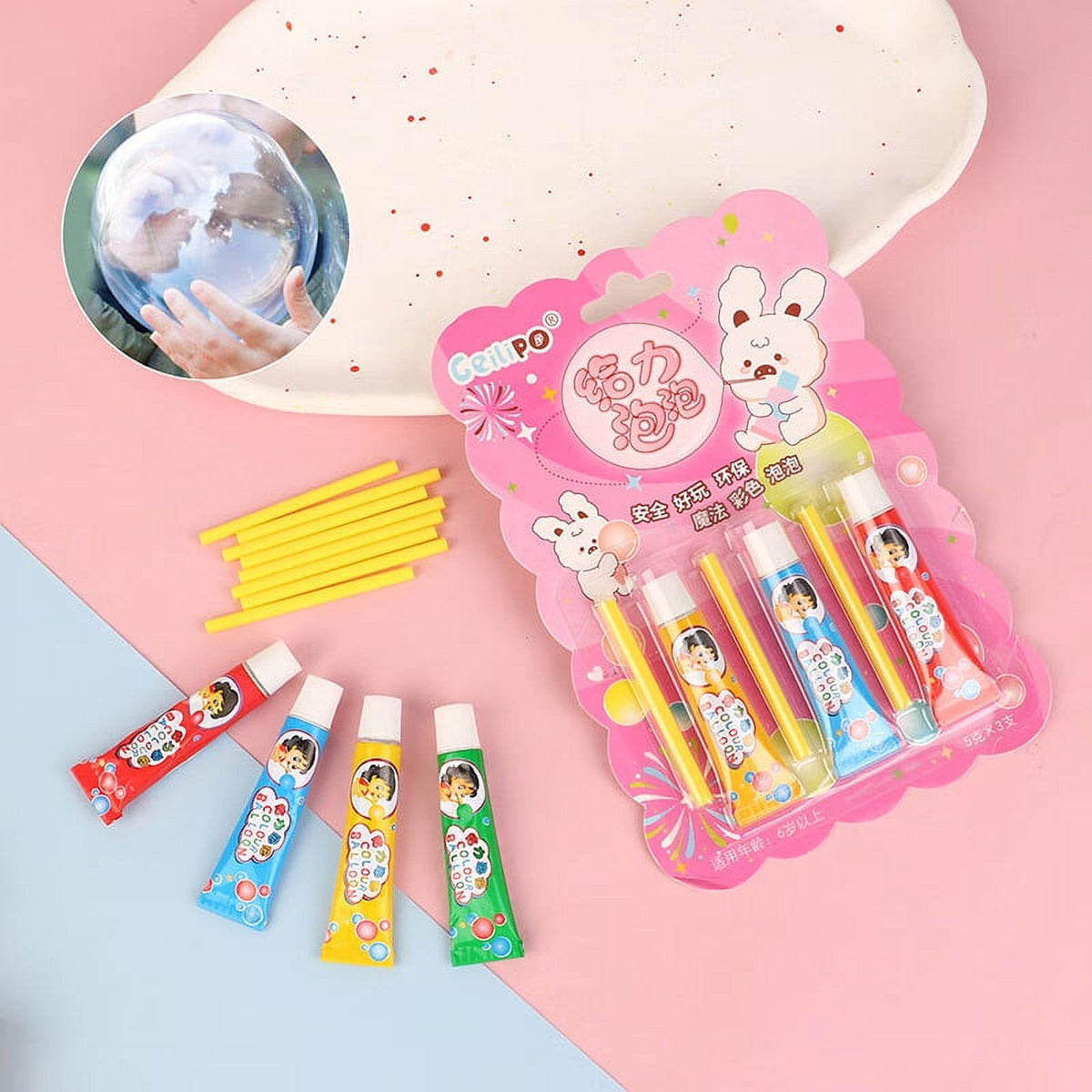 Magic Bubble Glue Toy Blowing Colorful Bubble Ball Q44394