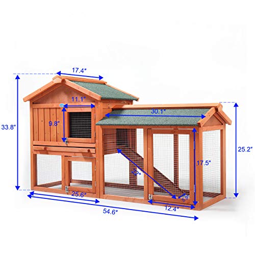 Orange Wooden Rabbit Hutch with Removable Tray & Ramp T58928
