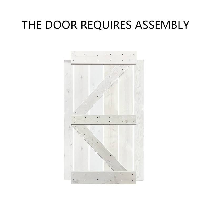 Red Walnut Stained Pine Wood Interior Sliding Barn Door with Hardware Kit B8856