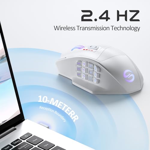 Wireless MMO Gaming Mouse, 16,000 DPI Optical Sensor, 16 Programmable Buttons M6127
