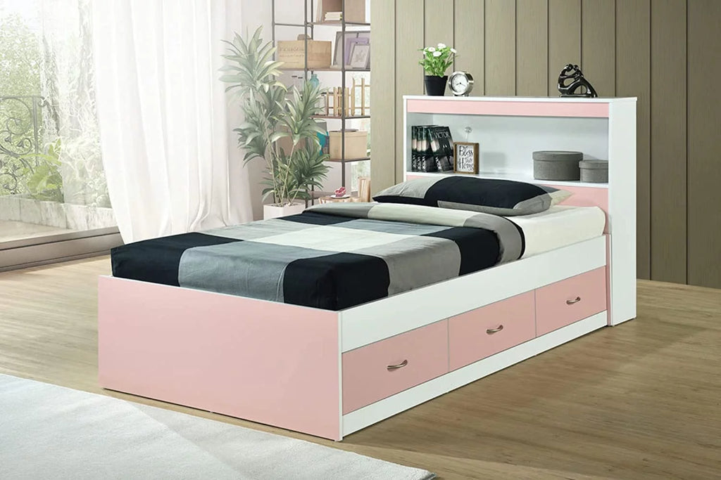 Twin-Size Captain Bed with 3-Drawers and Headboard in Mahogany M922178
