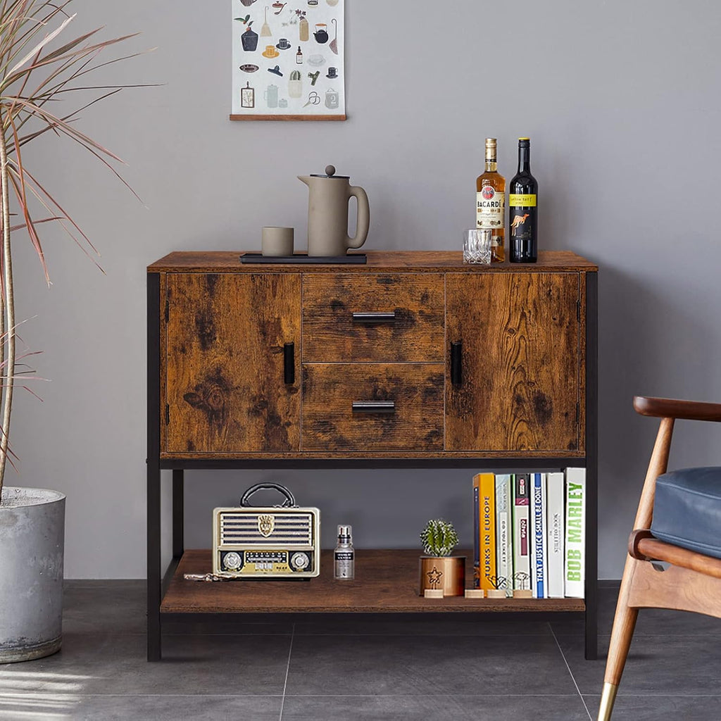 Rustic Brown Storage Cabinet with 2 Drawers & Doors X92733