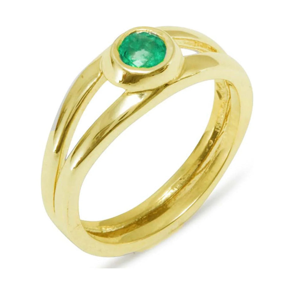 9k Yellow Gold Emerald Solitaire Engagement Ring N378