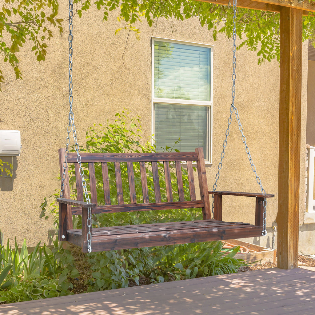 Wooden Porch Swing 4ft with Chains 2-person Swing Bench R643