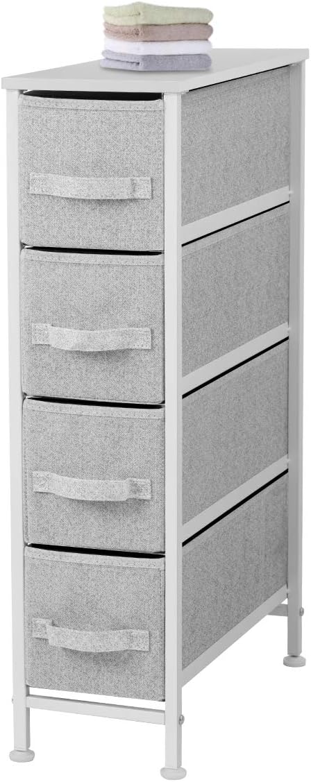 Narrow 4 Drawer Vertical Storage Tower with Fabric Bins Z867733