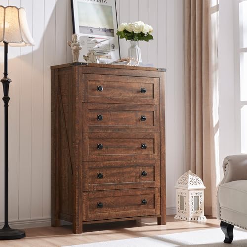 White 5 Drawer Wood Dresser B2027