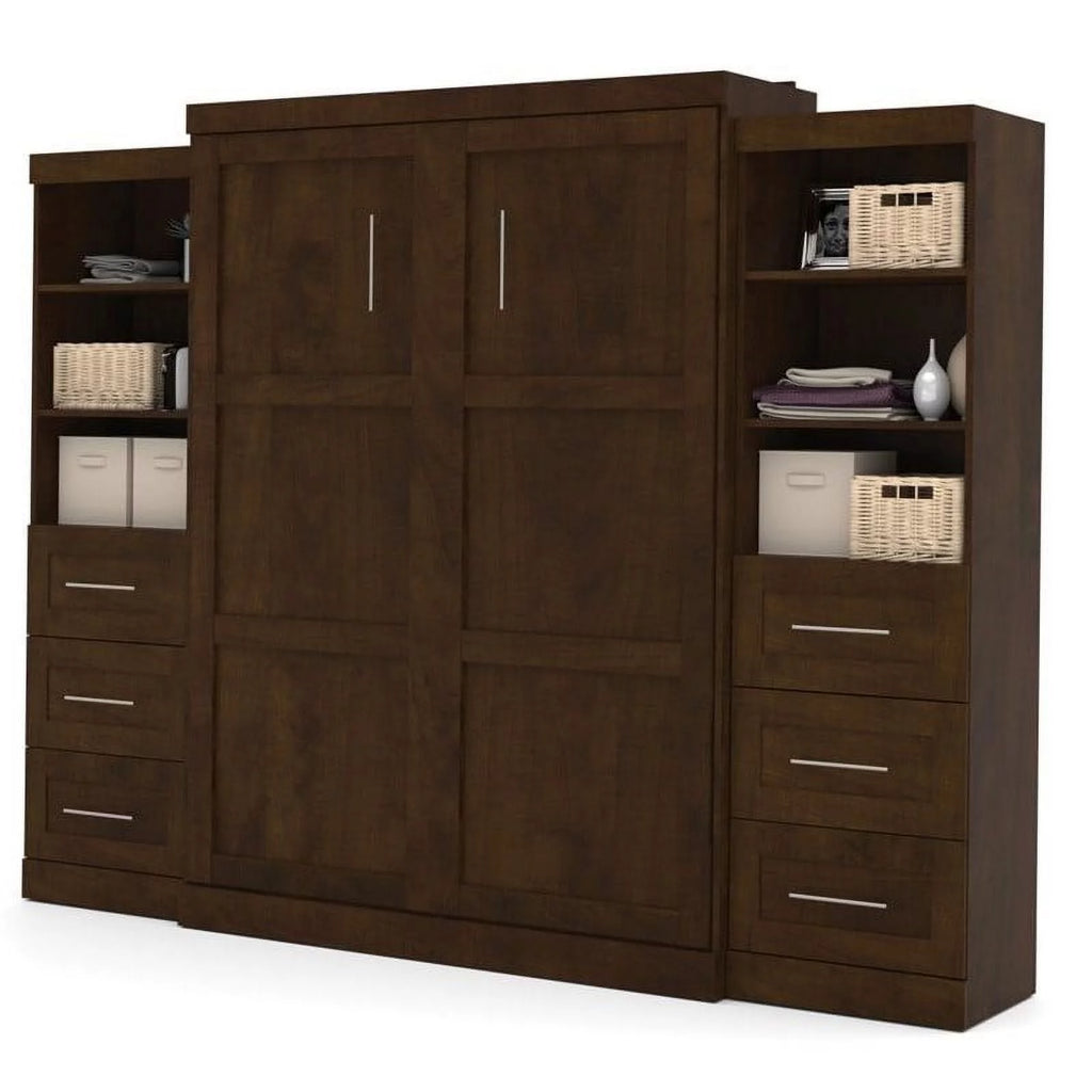 Queen Wall Bed with Storage and 3 Drawer Set O863252