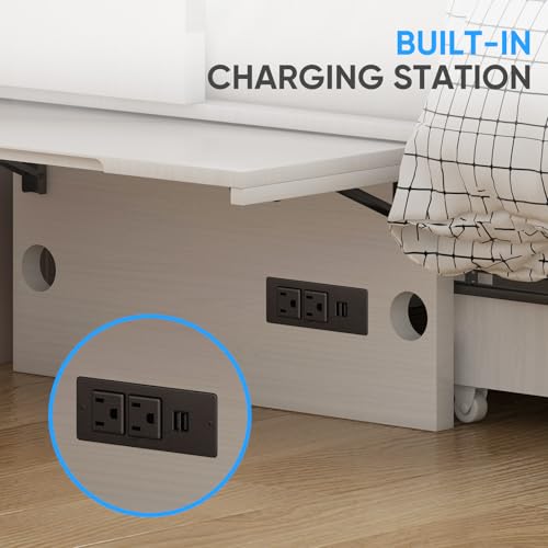 Queen Murphy Bed with 2 Storage Drawers and USB Charging Station R883295