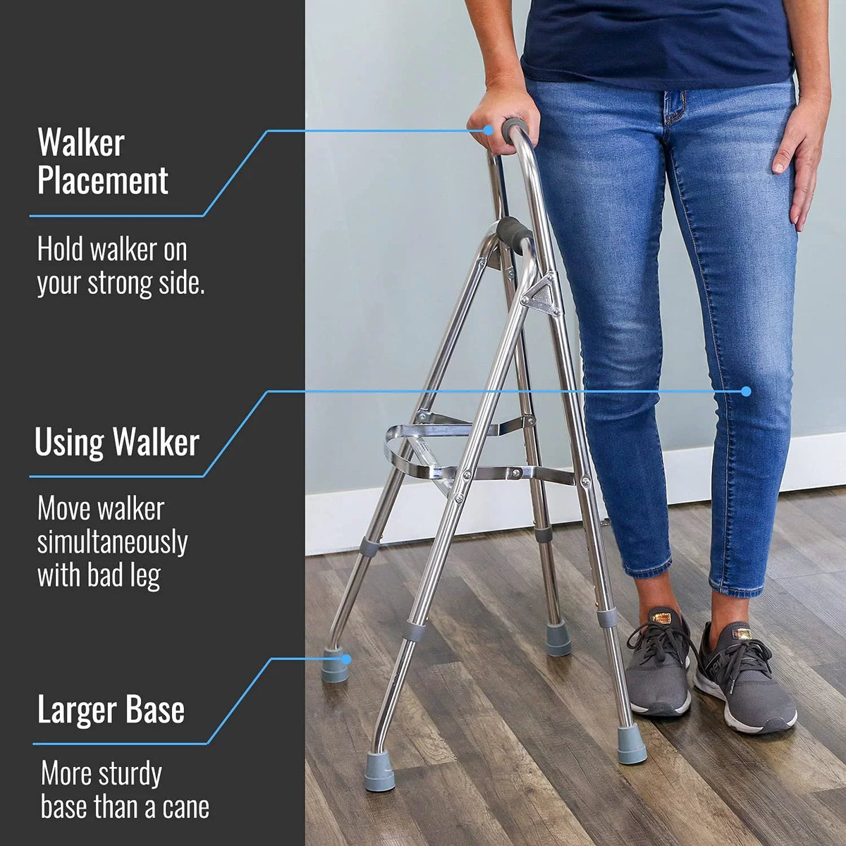 Silver Aluminum Folding Walker L6394