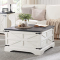 Square Wood Coffee Table with Hidden Storage Compartment B818