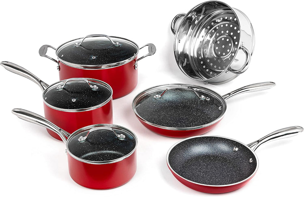 10pc Nonstick Granite Stone Cookware Set Q740