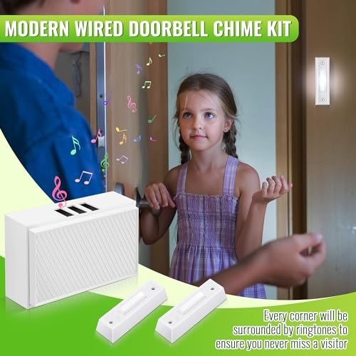 Wired Doorbell Chime Kit with 2 Lighted Push Buttons D11917