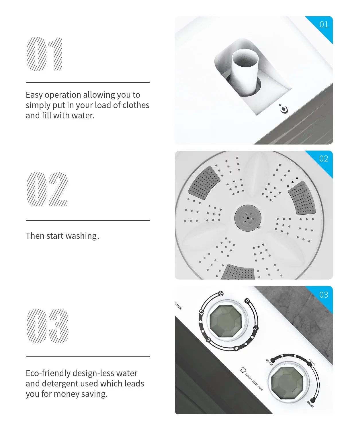 Portable 26lbs Twin Tub Compact Semi-automatic Washing Machine B709