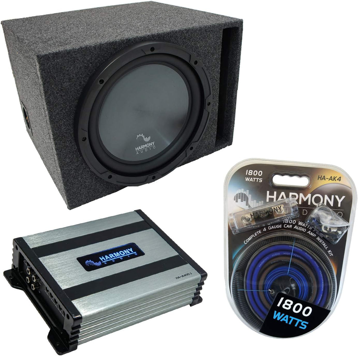 Single 12 Vented Port Sub Box & Car Stereo Amplifier H694782