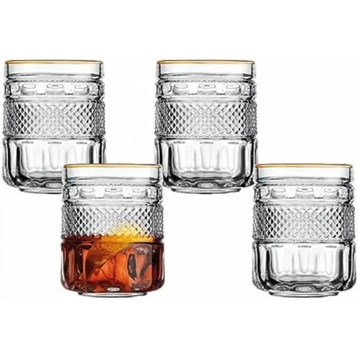 1 oz Gold Rim Beverage Glass Cup Set of 4 M903955