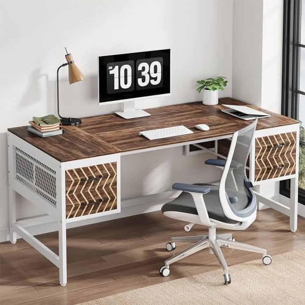 Home Office Desk with Drawers 63" Computer Desk Y549