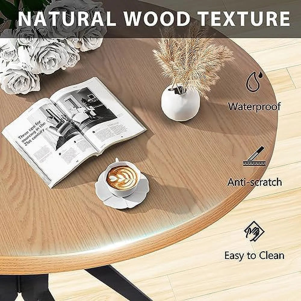53'' Mid-Century Modern Round Dining Table with Metal Legs K2690