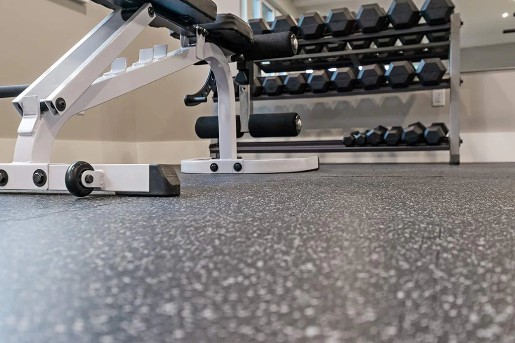 19 x 19 x 6mm Fitness Rubber Tiles, 23.5 SF, Grey, 10 Piece B154