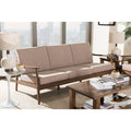 Light Brown Fabric Upholstered 3-Seater Sofa X7526