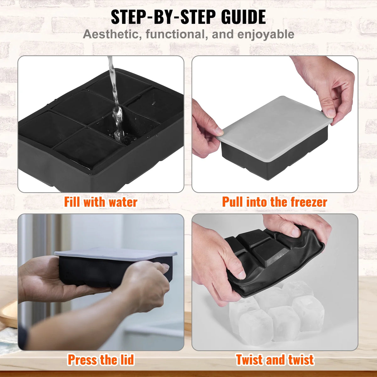 Silicone Ice Cube Tray with Lid 2 Packs E50378